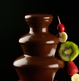 Fontaine de chocolat dans un jacuzzi